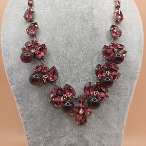 French G&M gripoix pink rhinestone necklace